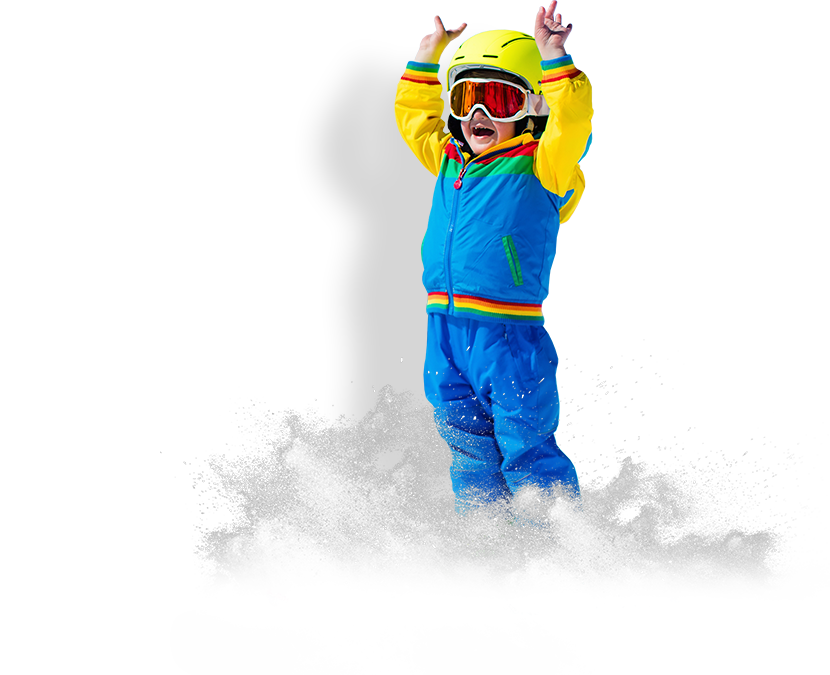 Boy ski equipment kit clothes vector illustration. Extreme winter